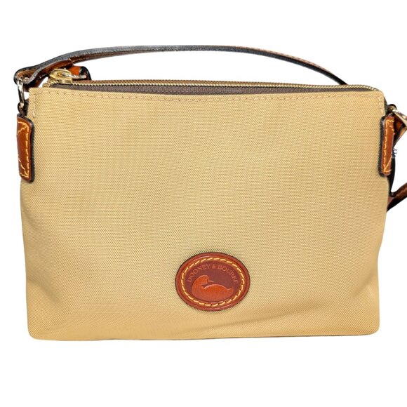 Dooney & Bourke NWT Khaki Nylon Canvas Leather Small Zip Crossbody Pouchette - Picture 2 of 9